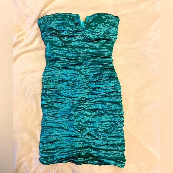 Nicole Miller Dresses | *Nicole Miller** Strapless Ruched, Stretch-Satin Dress In A Divine Tiffany Blue | Color: Blue | Size: 10 | Brandmarie17's